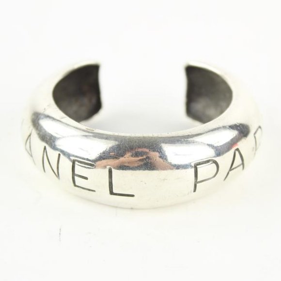 Chanel 96p Paris Silver Tone Bangle Bracelet Cuff - Picture 4 of 12